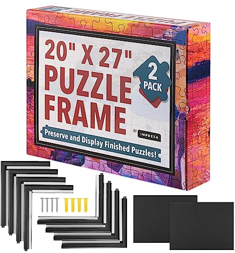 Lot de 2 cadres de puzzle pour exposer vos puzzles – Cadres faciles à assembler – Kit de montage de puzzle avec cadres et vis noirs – Cadres photo de puzzle – Cadre puzzle 50,8 x 68,4 cm