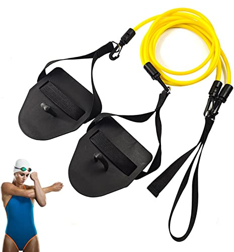 Entrenamiento natación, simulación Bandas elásticas Resistentes a la natación para Ejercicios – Cinturón Profesional para Entrenamiento natación Woyufen