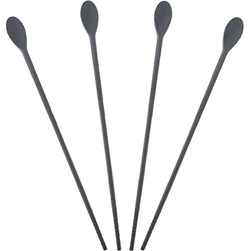BESTonZON Silicone Mixing Spoon, 2 x Pairs Cocktail Bar Tool Japanese Style, Bar Cocktail Shaker Spoon with Long Handle Design, Drink Stirrer for Home or Bartender Use Cocktails Coffee Tea