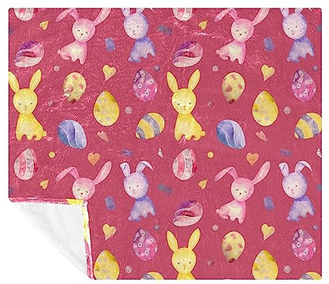 Flauschige Fleece-Überwurfdecke für Doppelbett, Sofa, Couch, 150 x 199,9 cm, große Flanelldecke für Kinder und Erwachsene, warm, gemütlich, ultraweich, niedliches Osterhasen, nahtlos