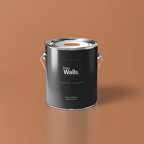 New Walls Premium Wandfarbe Orange, Kupfer Liquid Luxury Dispersionsfarbe für Innenräume – 5 L