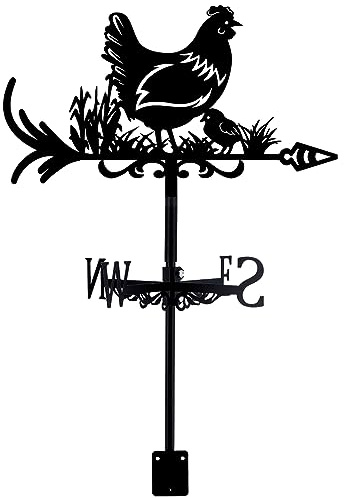 SUPERDANT Hen Weathervane Chicken Weather Vane for Yard Animals Metal Wind Vanes Roof Mount for Outside Garden Black Weathervanes Farmhouse Farm Barn Sheds Patio Outdoor Decorations Gifts