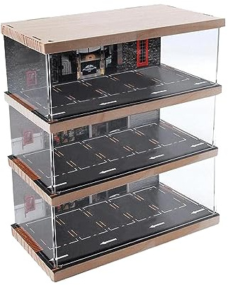 Milageto 1/64 Paisaje Diorama estacionamiento vehículo Garaje escaparate Soporte de exhibición Variable protección decoración de Escritorio para aleación Coche , 3 Niveles