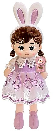 Uposao Kuschelpuppe Weiche Stoffpuppe, 60CM Mädchen Plüschpuppe Gefüllte Stoffpuppe mit Rock Hasen Ohren Schöne Prinzessin Fee Stofftier Fee Spielzeug Weihnachten Geschenk Cartoon Deko Für Baby Kinder