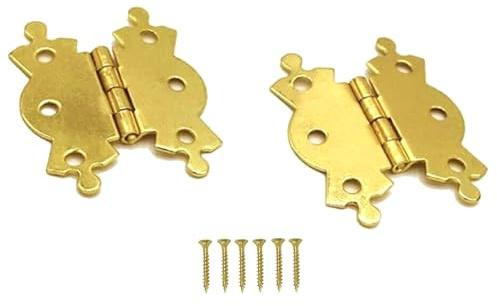 Fancy Brass Butterfly Hinges 51mm Antique Butterfly Design Electro Brass Fancy Cabinet Door Hinge with Matching Screw Decorative Hinges Door Furniture Pack of 2.