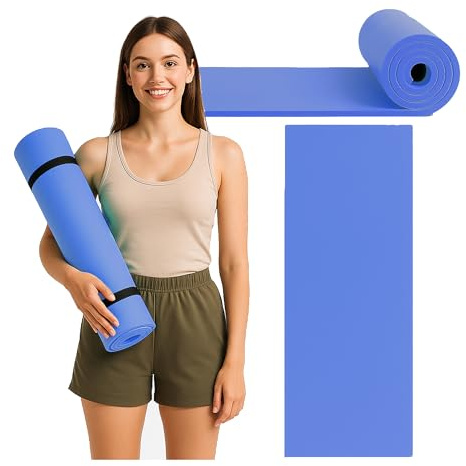 molti Campingmatta, liggunderlag 180 x 50 cm, värmeisolerande, lätt för camping, yoga, tältmatta, sovmatta, campingunderlägg, tjocklek 0,5 cm och 1 cm (blå, 180 x 50 x 1 cm)
