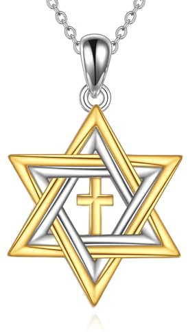 ONEFINITY Davidstern kette 925 Sterling Silber Kreuz Davidstern Anhänger Star of David Halskette Jüdisch Schmuck Geschenke für Damen Herren