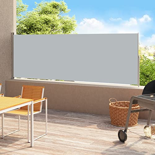 ShCuShan Toldo lateral retráctil, pantalla de privacidad para jardín, balcón, terraza, patio, toldo lateral retráctil, 200 x 500 cm, color gris