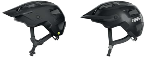 ABUS Unisex Fahrradhelm, Schwarz (Velvet Black), M (54-58 cm) & MTB-Helm MoTrip - robuster Fahrradhelm mit höhenverstellbarem Schirm für Mountainbiker
