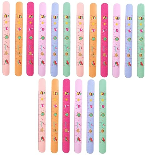 ifundom 18stücke Teiliges Silikon-armbänder Mit Maßstab Kreative Elastische Handgelenkarmbänder Für Junge Mädchen Orange Rosé Grün Blau Spaßige Flexible Ruler Pattern Wristbands