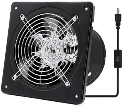 FanGoFast 150mm Abluftventilator 525m³/h Badlüfter Leiser mit Rücklaufklappe Leistungsstarke Wandventilator mit EU-Stecker für Küche Badezimmer Garage Untergeschoss Schwarz