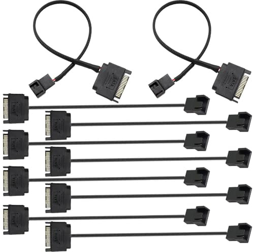 RUNCCI-YUN 10Pcs SATA auf 4 Pin kabel,Lüfter Adapter pc stromkabel 15 Pin SATA auf 3 Pin/4 Pin 12V Computer Gehäuse Lüfter Stromkabel（27CM）