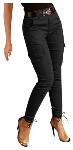Pantalon cargo femme taille haute : Pantalon de jogging taille haute, pantalons cargo, leggings sport femme, pantalon de sport avec poches, pantalons à jambes étroites, pantalon hip hop, pantalon