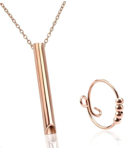 RUGBOL collier de respiration Juul, collier d'anxiété, collier sifflet pour la méditation