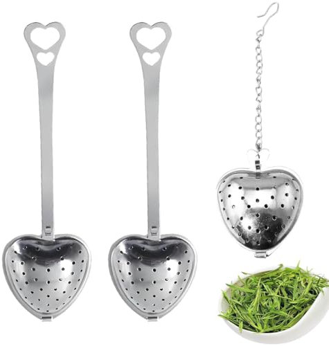 GXGM 3 Stück Teesieb Edelstahl Aus Rostfreiem Stahl, Teeei für Losen Tee, Teesieb für Tasse, Heart Shaped Tea Infuser, Tee Ei, Teesieb für losen Tee für Zuhause Teeparty Küche Gewürze, Silber