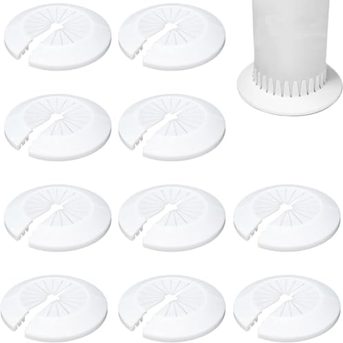 ZEPIQOR 10 Stück heizungsrohr rosette, rosetten für heizkörperrohre, Einzel Heizungsrohr Rosette, Rohrabdeckung, Abdeckrosetten, Verkleidung, Heizkörper Rosetten, weißes Polypropylen, weiss (15-45 mm)