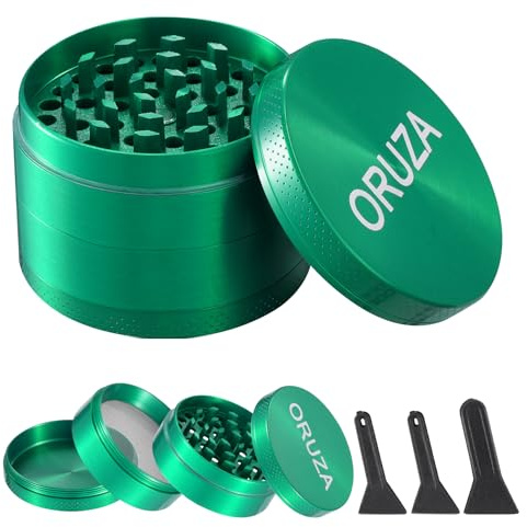 Herb Grinder, Spice Grinder with Pollen Catcher and Magnetic Top, Portable Grinder for Dry Herb and Spice Green (50 mm)