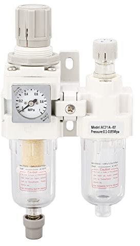 YUKOFE Regolatore del filtro del compressore d'aria, separatore d'acqua del filtro 'aria pneumatico G1/4in, lubrificatore d'olio, essiccatore del filtro 'aria in alluminio,