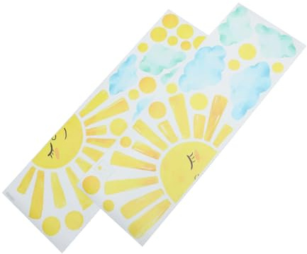 KONTONTY Adhesivo De Pared De Gran Tamaño Con Forma De Sol Adhesivo Decorativo Para Pared Diseño De Nubes Y Sol Fácil De Aplicar Para Dormitorio