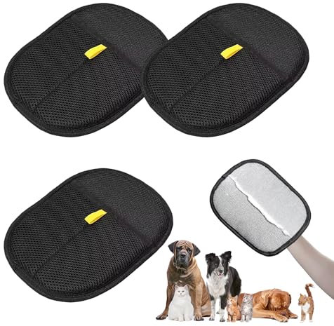 HXSYKJDM 3 Pcs Double Sided Pet Grooming Gloves for Static Removal, Washing, Deshedding and Cleaning - Reusable