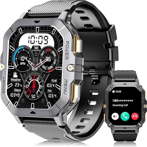OUKITEL Reloj Inteligente Hombre, 2.02 Smartwatch Hombre con Llamadas Bluetooth, Smartwatch con Notificaciones de mensajes/Oxímetro/Pulsómetro, 100+ Modos Deportivos para Android iOS Impermeable 5ATM