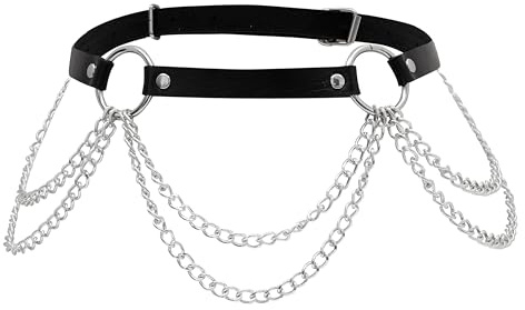 Hanary Black PU leather Belt, Emo Punk Grunge Gothic Belt, Goth Accessories, Punk Accessories, Waist Chain