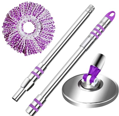 Trapeador De Piso Giratorio Eficiente Mecanismo De Secado Rápido Herramienta De Limpieza Del Hogar Con Cabezal Extraíble Varilla De Acero Inoxidable Trapeador Giratorio Automático Con Acero Inoxidable