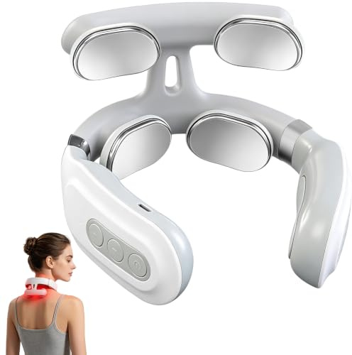 YGVQN Massaggiatore Cervicale EMS con Calore, 6 Modalità e 16 Livelli, Massaggiatore Collo, Sollievo dal Dolore al Collo e Spalle, Piccolo e Portatile per Casa, Ufficio, Viaggio (Ricaricabile USB-C)