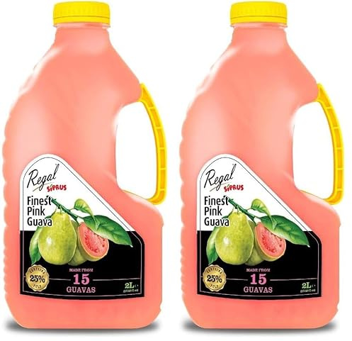 Regal Nectar de Guayaba Rosa Siprus, Jugo Tropical con 25% Pulpa Real, Formato Familiar, Asa Ergonomica - 2 L (Paquete de 2)