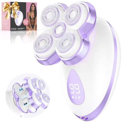 Electric Razors for Women - Upgraded Magnetic Electric Shaver for Women, Cordless Painless Hair Remover for Legs Bikini Face, Lady Trimmer for Sensitive Skin, Detachable and Waterproof, Lightpurple