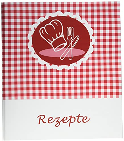 Libro di ricette con cappello (libro di cucina da scrivere, formato A5, 4 anelli, rosso-bianco