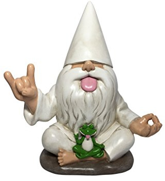 GlitZGlam « George », Nain Rocker avec Grenouille Zen – Figurine Féerique De Jardin Alliant Calme Et Rock ’n’ Roll