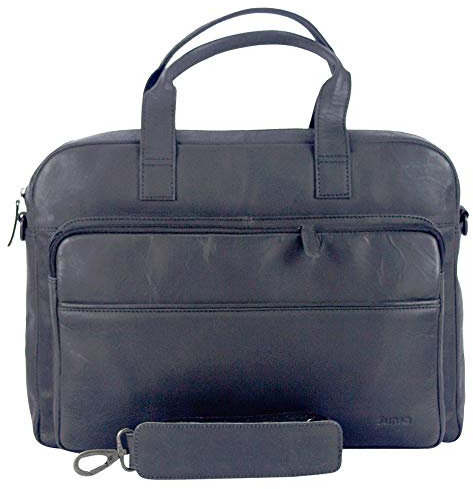 Sunsa 15 Zoll Laptoptasche. Leder Business Aktentasche. Schwarz Handtasche. Herren Umhängetasche in Vintage Stil.