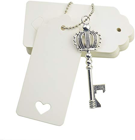 Makhry 52pcs Apribottiglie a Forma di Corona Vintage Bomboniere per Ospiti Set Regalo Souvenir con Scorta Grazie Tag e Portachiavi (Antico Argento)