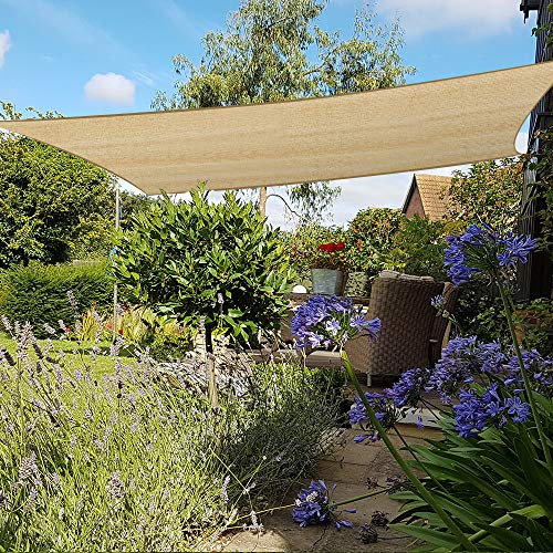 Green Bay Sun Shade Sail Rectangle HDPE Breathable UV Block Sunscreen Awning Canopy Sand with Free Rope 2x3m