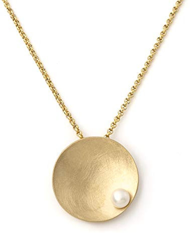 Heideman Halskette Damen Scab aus Edelstahl gold farbend matt Kette für Frauen mit Perle weiss