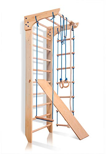 Sport & Spiel Children's Wall Bars Kinder-3-240 Gym Wall Climbing Frame, Indoor Home Wooden Wall bar for Kids and Adults