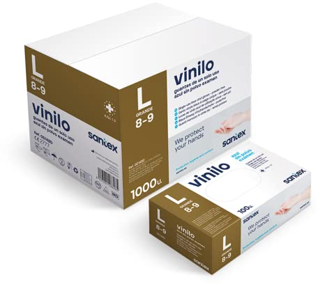 Guante DE Vinilo Azul SIN Polvo L 100UDS