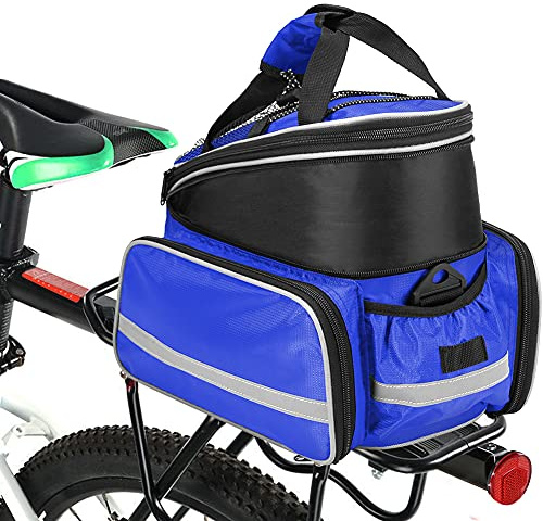 HINATAA, borsa posteriore per bicicletta, 10 – 25 l, scalabile, impermeabile, per sedile posteriore della bicicletta, con tracolla, per bici da strada, MTB, viaggi e picnic (Blu)