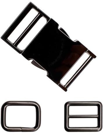 TIANLIN Steckschnalle 25mm Schwarz, Metall Schnallen und Verschlüsse, Klickverschluss für Rucksack, Handtasche, Umhängetasche