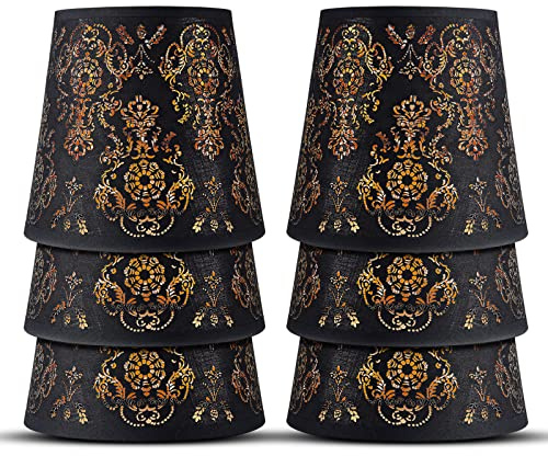 YISUN 6er Set Lampenschirme Auf Gaze Kronleuchter für Lampenschirme Kerze Kristall Kronleuchter Candle Light Wandleuchte Hängelampe (Golden) (6, Pure Schwarz)