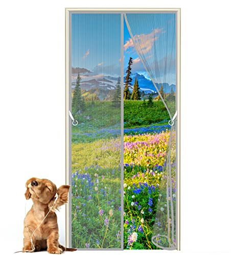 Magnetvorhang Insektenschutz 95 x 190 cm Magnet Fliegenvorhang, mit Heavy Duty Mesh, für Kellertür Wohnzimmer Terrassentür, Fliegenschutz ohne Bohren Grau