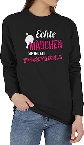 Shirtracer Sweater Pullover Sweatshirt Herren Damen - Echte Mädchen Spielen Tischtennis - XS - Schwarz - Sport