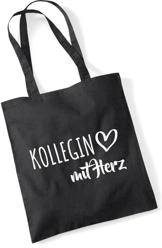 Huuraa Jutebeutel Kollegin mit Herz Geschenk | Baumwollbeutel 10 Liter Stoffbeutel Beutel aus Baumwolle Tasche Geschenkidee Einkaufstasche Langen Henkel