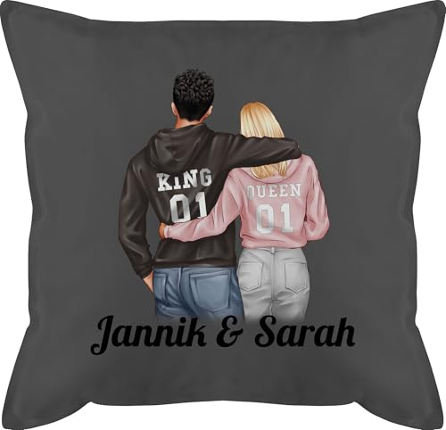 Kissen 50x50 - Ideen - Partner Geschenke Paar King Queen Couple I Pärchen Weihnachts-Geschenke Valentinstag - 50 x 50 cm - Grau - weihnachtsgeschenke für mein schatz partnerkisen liebeserklärung