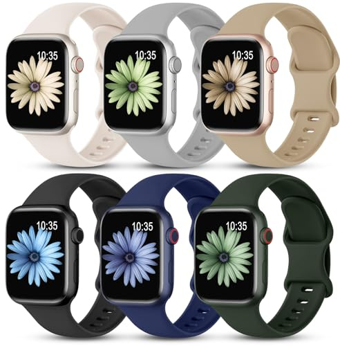 6 Pack Bracelets Silicone Compatibles avec Bracelet Apple Watch Femme Homme | Bracelet Sport pour 38mm 40mm 41mm 42mm 44mm 45mm 46mm 49mm,Bracelet Imperméable pour Serie 11 10 9 8 SE 7 6 5 4 Ultra 3 2 1