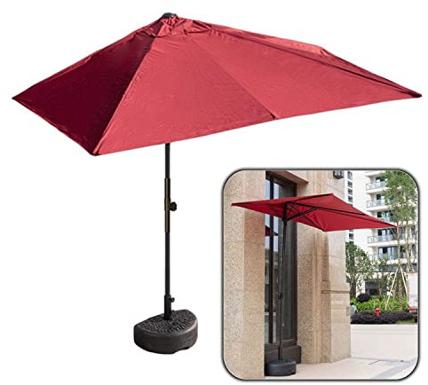 Halbschirm Balkon Klein Sonnenschirm 250x130CM Halber Rechteckig Schirm mit Ständer Wetterfest Stabiler Balkonsonnenschirm (Color : Rot)