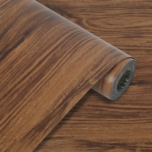 IGTOPS PVC Wood Vinyl Flooring Tiles, Thickened 0.15 cm Non-Slip Waterproof Vinyl Floors, Laminate Tiles, Self-Adhesive, 40 x 300 cm, 1.2 m² (Brown Wood)