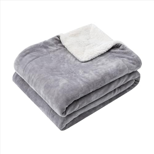 Paco Home Kuscheldecke Flauschig Decke Sofa Sherpa Sofaüberwurf Couchdecke Wohndecke Wohnzimmerdecke Wendbar Skandi, Farbe:Grau 1, Größe:150x200cm