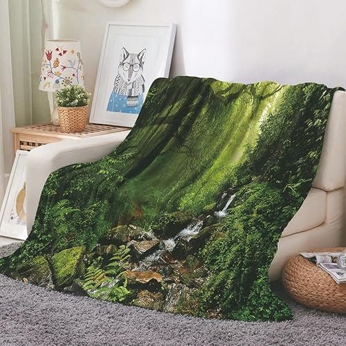 EHOMERY Manta Original Cobija Suave Manta Opaca Cobija Grande Bosque Paisaje Manta Camping Mantas Decorativas Suaves Y Cómodas Verde 200x150cm